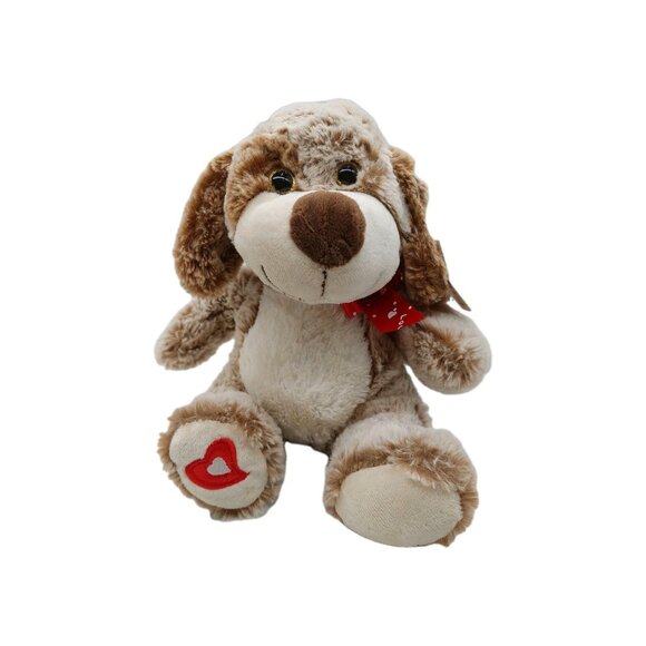 Puppy Dog Plush Frosted Brown Glitter Eyes 9" Stuffed Animal Valentines - Picture 1 of 6